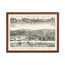 Old Map of Sonora, CA 1880 - Vintage Sonora California Art