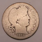 1916 D Barber Quarter Silver Coin