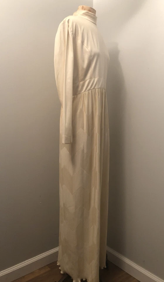 复古 60 年代 70 年代全新带标签 Leslie Fay 原装象牙色 Mod 极简主义柱形长裙 16 — 第 4/4 张图片