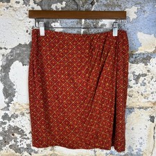 Vintage 90's Gap Red Geometric Diamond Print Rayon Mini Skirt Size 8 Retro