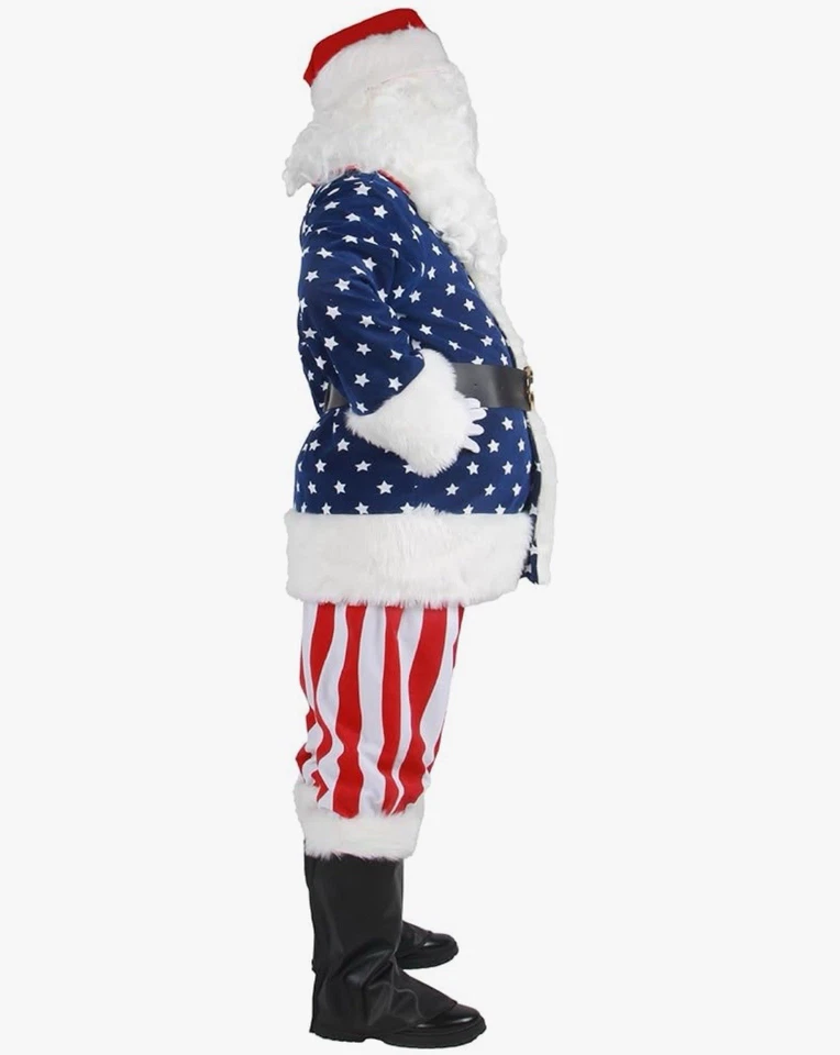 成人圣诞老人服装 11 件豪华圣诞老人套装 - 大号 - 红色/白色/蓝色 — 第 2/4 张图片