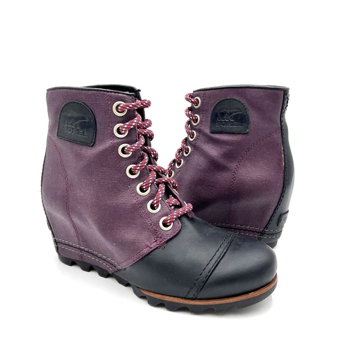 SOREL 1964 Premium Hidden Wedge Boots Lace Up Purple Dahlia Size 8.5
