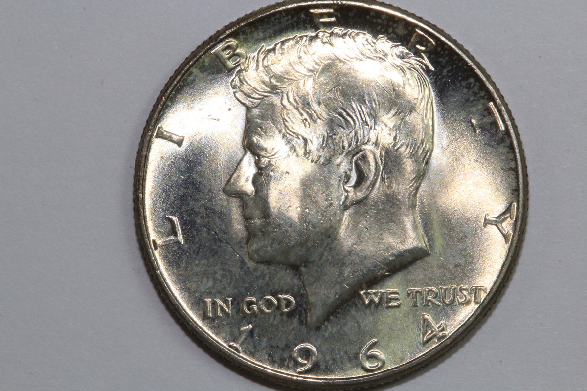 End of Roll Toned Reverse 1964-P Kennedy Half Dollar 90% Silver