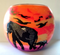 Leuchtglas Elefant, Windlicht, Teelichthalter, Dekoration, Glas, Kerzenfarm