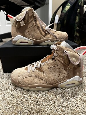 Size 8 - Jordan 6 Retro x Travis Scott Mid British Khaki, New with defects