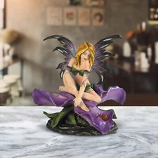 Violet Flower Fairy Statue 4.5"H Fantasy Collectible Figurine Room Decor