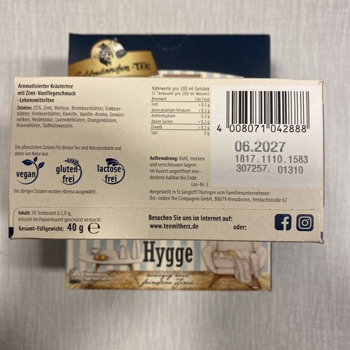 3x Gold Male Tea Hygge Herbal Tea with Cinnamon Vanilla Flavor 3x 20 Bags - Picture 4 of 4