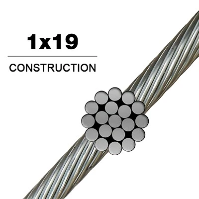 HY-WELD 316 Stainless Steel Cable Wire Rope 1/8" 1x19 for DIY Decking Railing System