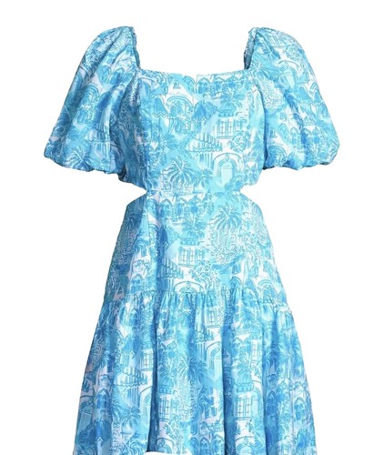 Lilly Pulitzer Laurelie Top Martinique Blue Linen Blend Zee Bebe