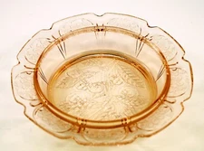 VTG Jeanette Round Pink Glass Cherry Blossom Pattern Butter Cloche BOTTOM ONLY