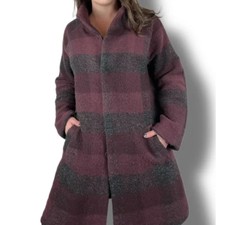 Kenar Oversized Buffalo Plaid Wool Long Snap Button Front Sweater Coat Sz M