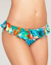 SEAFOLLY Swimwear Paradise HIPSTER FRILL BIKINI Brief BLUE Tropical UK 8 NEW
