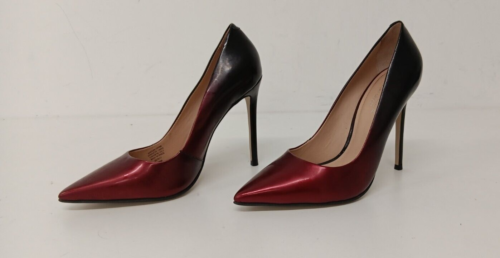 KURT GEIGER CARVELA 'Alice Wine' Red/Black Ombre Court Heel Leather Shoes - K122 - Afbeelding 1 van 11