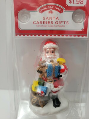 Holiday Time Christmas Village Santa Carrying Gifts Figurine 3'' Accessory 