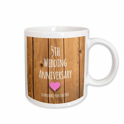 3dRose 5th Wedding Anniversary gift - Wood celebrating 5 years together - fifth