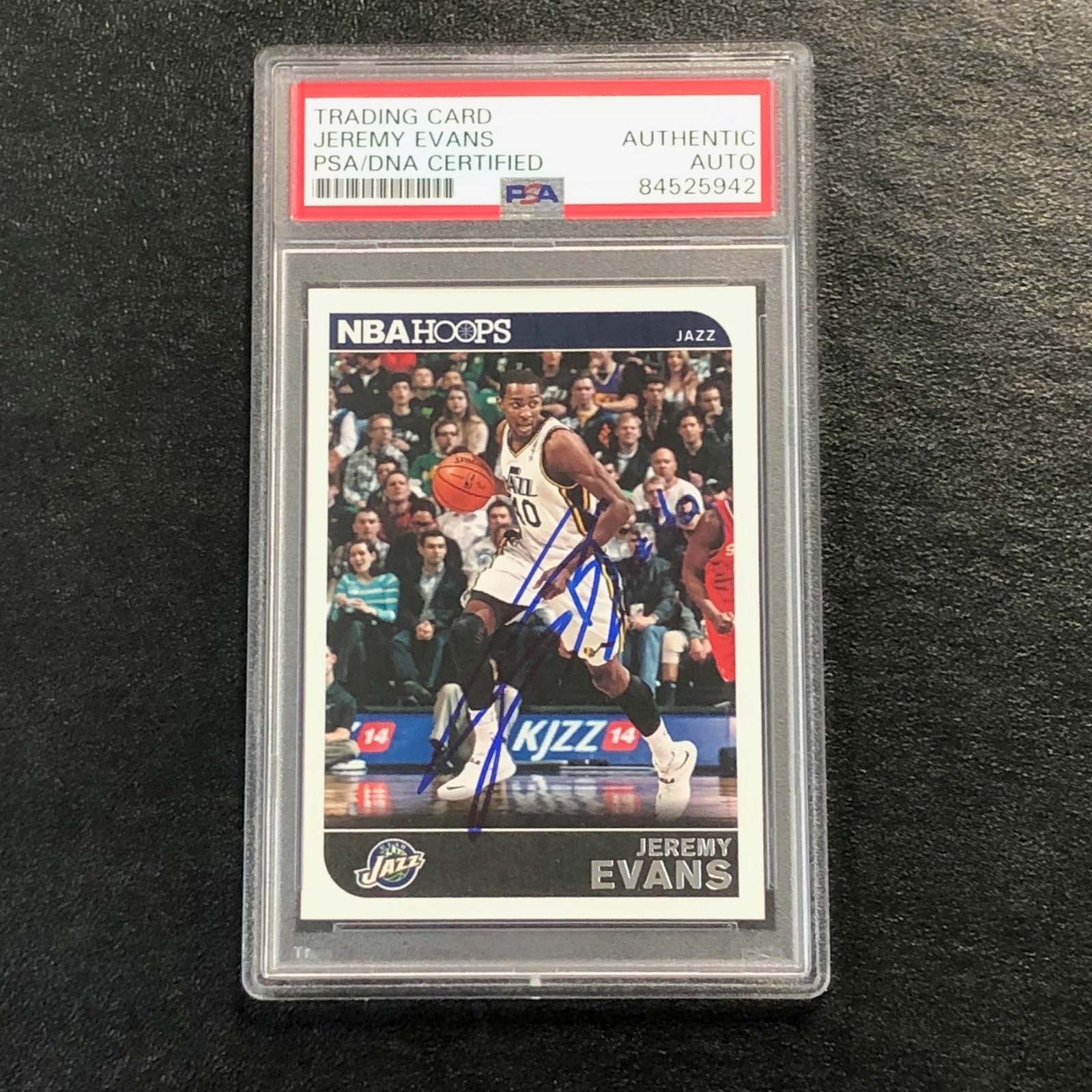 2014-15 NBA HOOPS #100 Jeremy Evans Signed Card AUTO PSA Slabbed Jazz 