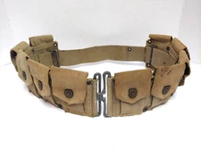 Vintage Military Field Gear Equipment Ammo Ammunition Belt - 10 total Pockets