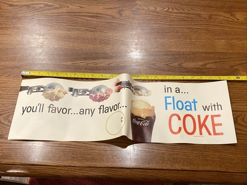 Vintage Coke Float Sign Tranparent transparency Advertisment Nos Coca Cola 7x24”