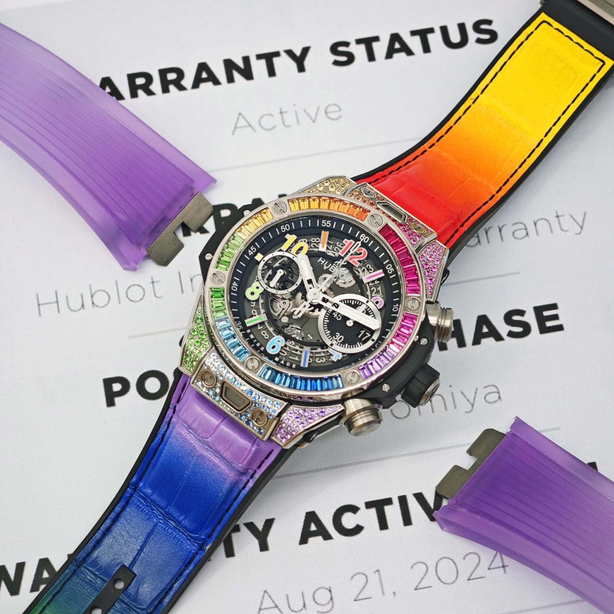 ビックツリー  RAINBOW メンズ 8.5-9.5 ブラック Hublot Big Bang Unico Titanium Rainbow 44mm 421.NX.1117LR.0999 | eBay