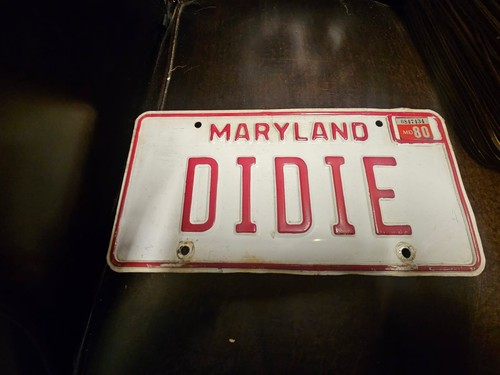Red & White 1980 Maryland License Plate Tag Personalized Vanity DIDIE