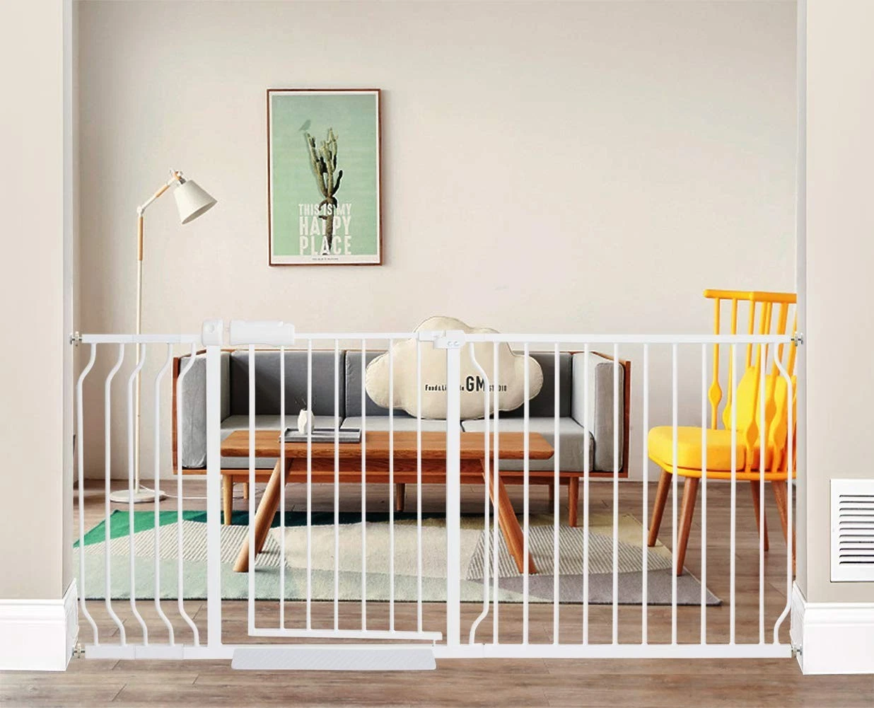 ALLAIBB Extra Wide Pressure Mounted Baby Gate Walk 30"H (66.93"-71.65"W)