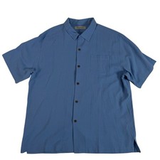 Tommy Bahama Light Blue Short Sleeve Button-Up Silk Camp Shirt Men's Size Xl