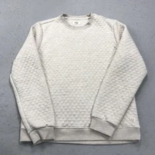 Marine Layer Sweatshirt Mens Large Beige Quilted Crewneck Pullover Casual Fall