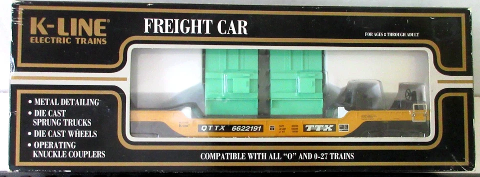 K-LINE K622-2191 TTX CLASSIC DEPRESSED CENTER FLAT CAR W/2 TRANSFORMERS - Image 2 of 3