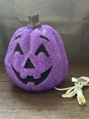 VTG Purple Melted Plastic Popcorn Jack O'Lantern Lightup Halloween Pumpkin WORKS