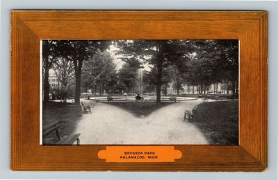 #ad Kalamazoo MI Michigan Bronson Park Fountain Antique Vintage c1910 Postcard $0.99