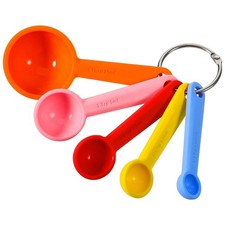 Measuring Spoons Cups 5 PCS Colorful Silicone Stackable Kitchen Tool Set