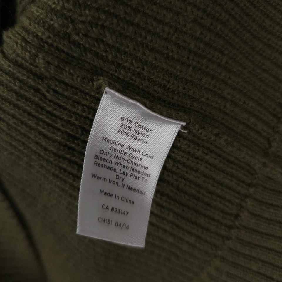 Talbots Sweater Womens Large Green Ribbed Knit Elbow Patch Pullover Capsule FLAW - Image 4 of 4