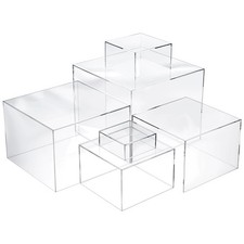 6 Pcs Acrylic Risers for Display Clear Risers Display Stands with Hollow Bott...