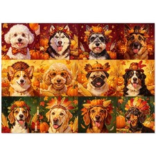 1000 Piece Jigsaw Puzzle Fall Harvest Dog Thanksgiving Autumn Farm