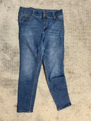 Womens D Jeans Skinny 16P Mid Rise Stretch Blue Cotton Blend Solid Women