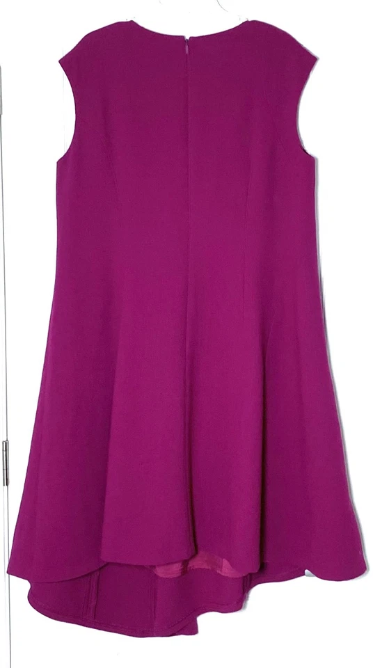 LAFAYETTE 148 Magenta Wool Seamed Flare A-line Asymmetric Cocktail Dress 16W 1X - Image 4 of 4