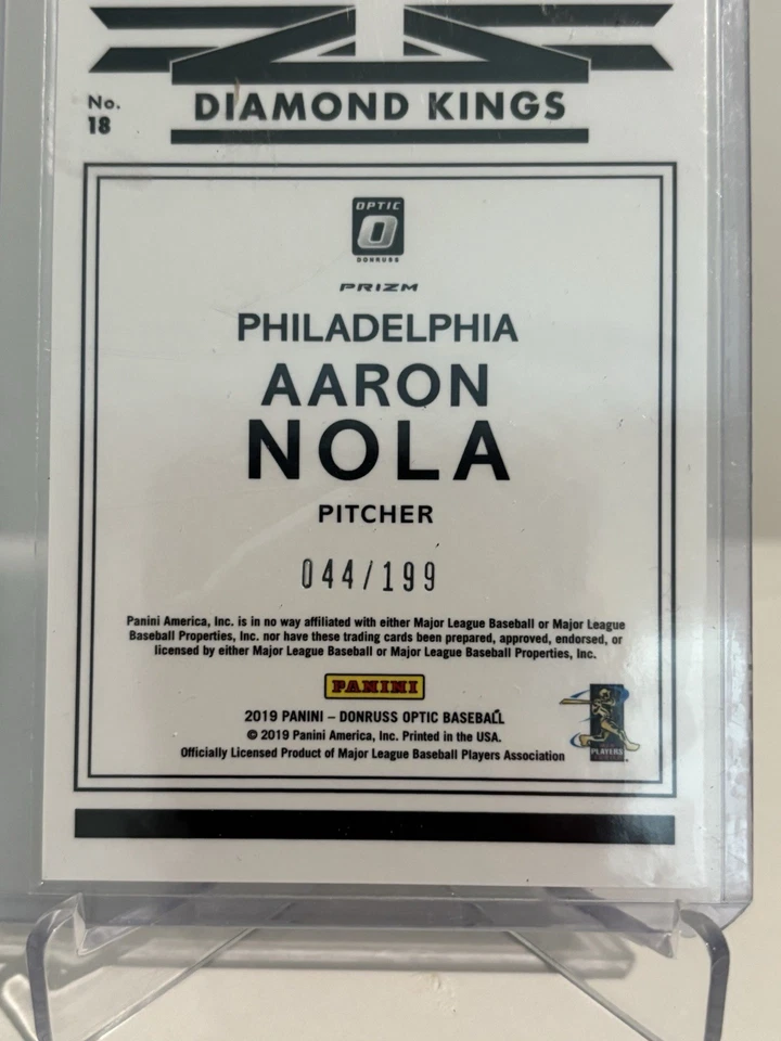 2019 Panini Donruss Optic Diamond Kings Aaron Nola 044/199 #18 Philadelphia - Image 2 of 2