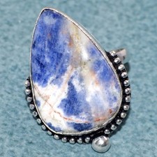Sodalite 925 Silver Plated Ring US 8 Boho Chic Style Limited Stock Deal JW