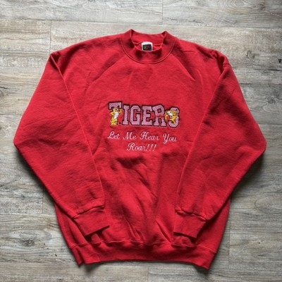 Vintage Tigers Let Me Hear You Roar Sweatshirt Embroidered Graphic Script Large