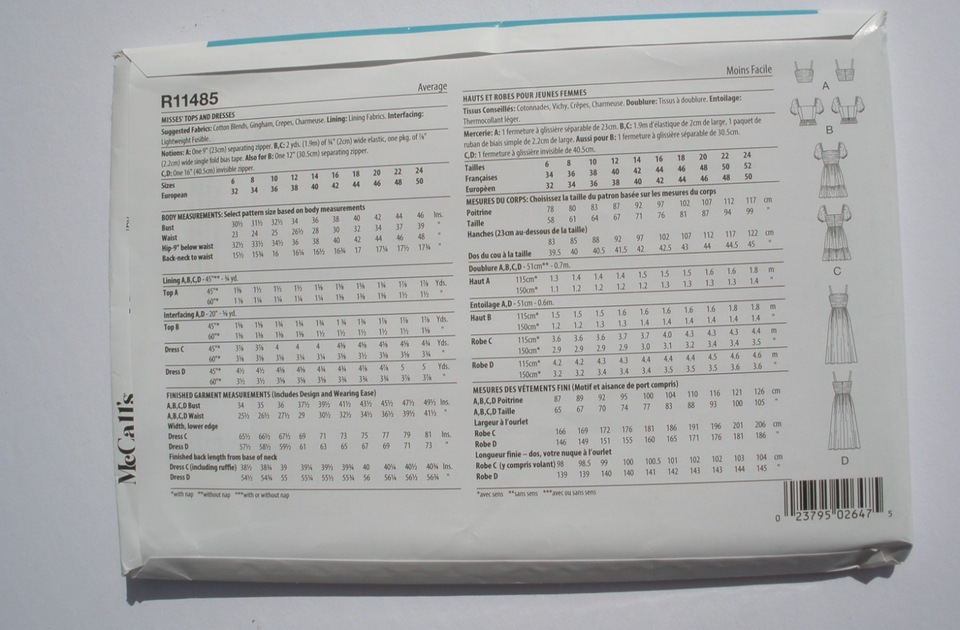 McCall's R11485 Ruched Croped Peplum Top, Midi & Maxi Dress 6-14 or 16 ...