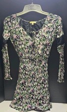 Princess Vera Wang Jrs Small Dress Pastel Floral W/ Black & Lace Stretch Scrunch