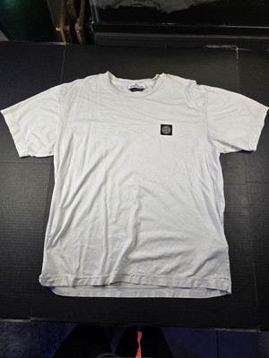 White Stone Island 100% Cotton Patch Short Sleeve T-Shirt, Sz L 23x27.5''