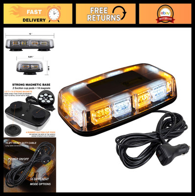 48 LED Emergency Strobe Light Bar - High Visibility Magnetic Roof Top Lights for