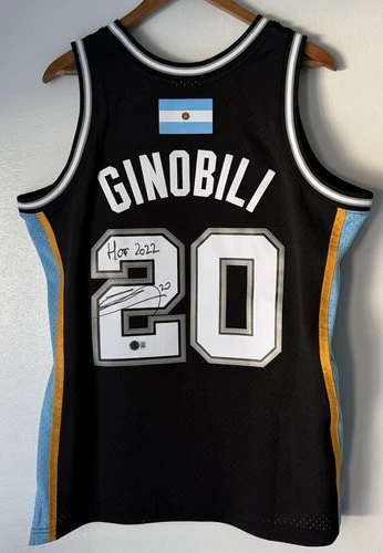 Manu Ginobili “HOF 2022” Signed San Antonio Spurs Mitchell & Ness NBA Jersey BAS