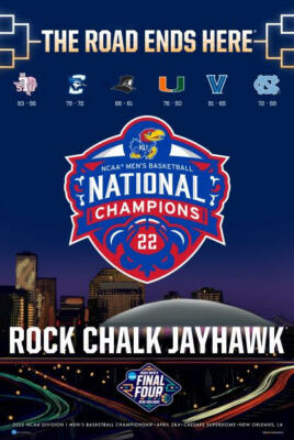 Kansas Jayhawks 2022 NCAA Men's Basketball Final Four CHAMPIONS 24x36 POSTER