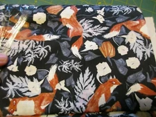 1 Yard New Cotton Fabric Dear Stella Halloween Fox & Pumpkins Black & Gray 