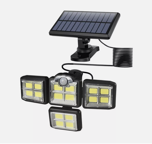 198 LED 4 Head Solar Motion Outdoor Sensor Light