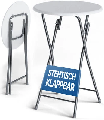 CASARIA® Stehtisch Bistrotisch Partytisch klappbar 110cm Holz Rund Weiß Garten