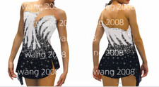 Figure Skating Competition Dress Ice Skating Girl Costume black white