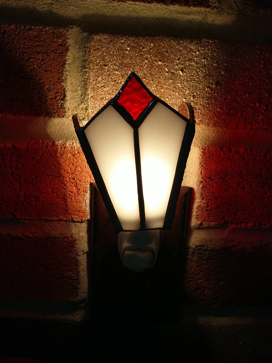 Vtg Red White Stained Glass Night Light eBay